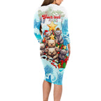 personalised-australia-koala-christmas-long-sleeve-bodycon-dress-merry-and-bright-breaking-wave