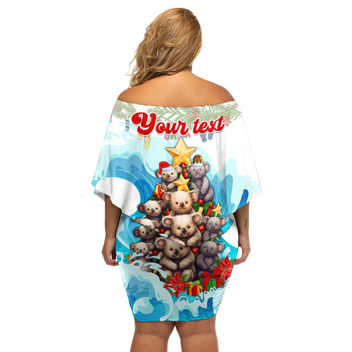 personalised-australia-koala-christmas-off-shoulder-short-dress-merry-and-bright-breaking-wave