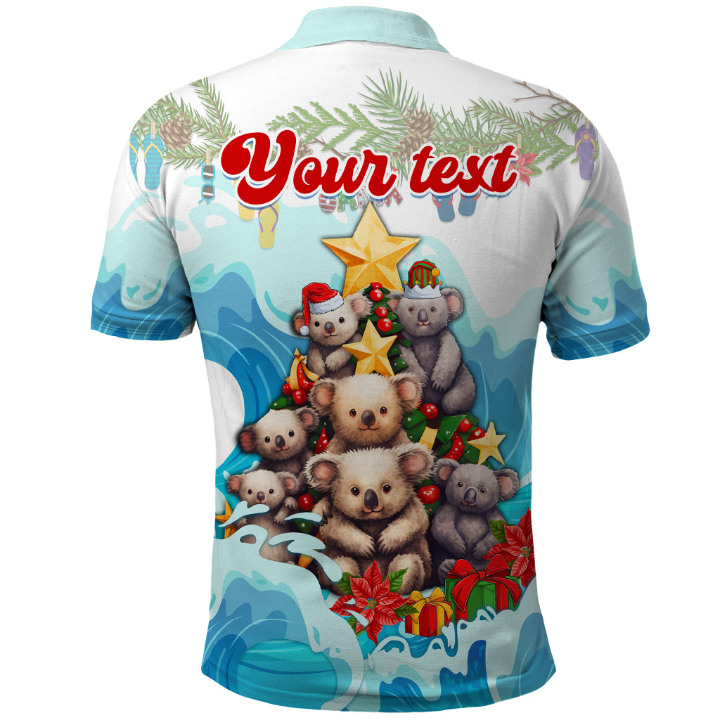 personalised-australia-koala-christmas-polo-shirt-merry-and-bright-breaking-wave
