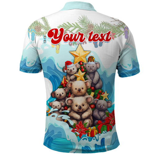 personalised-australia-koala-christmas-polo-shirt-merry-and-bright-breaking-wave