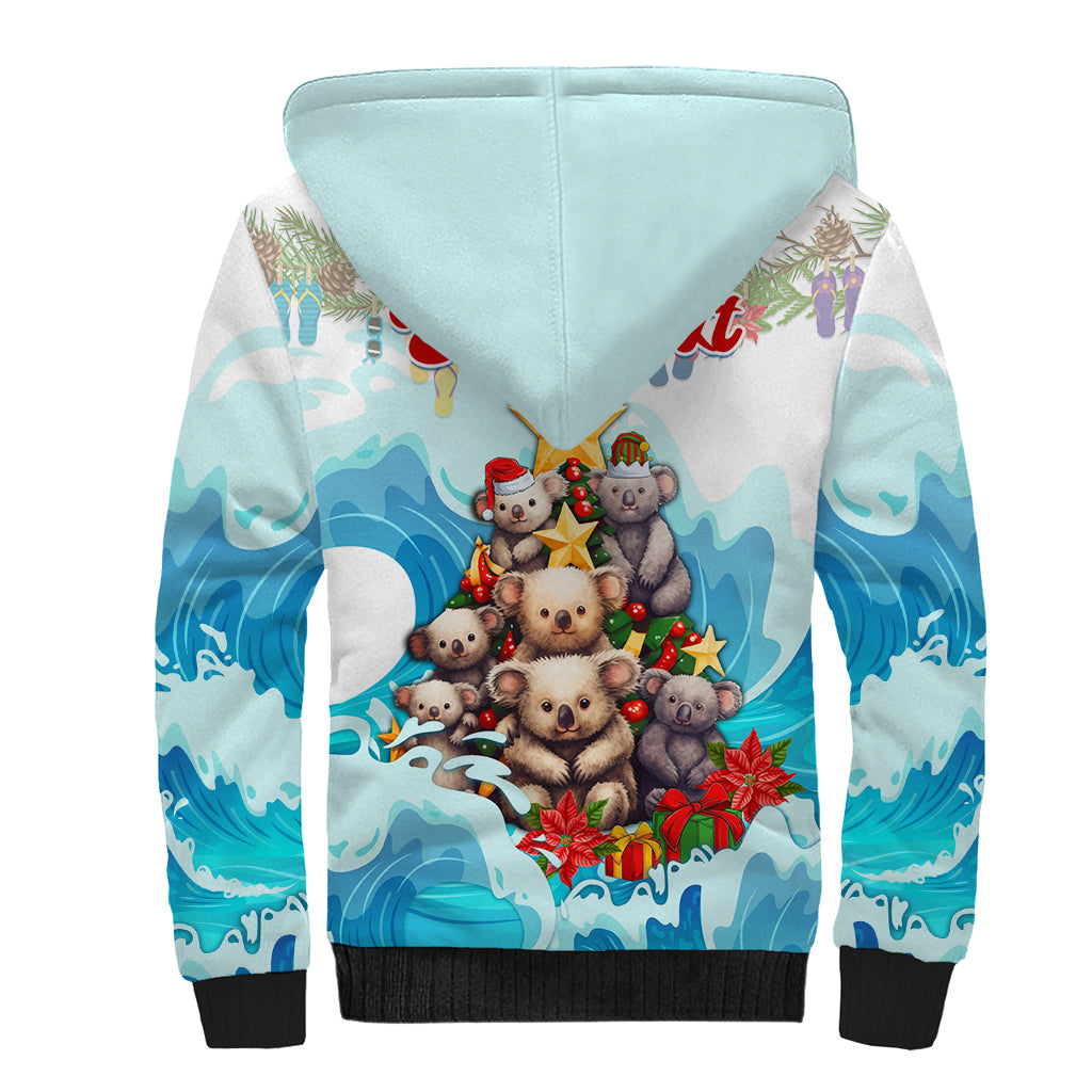 personalised-australia-koala-christmas-sherpa-hoodie-merry-and-bright-breaking-wave