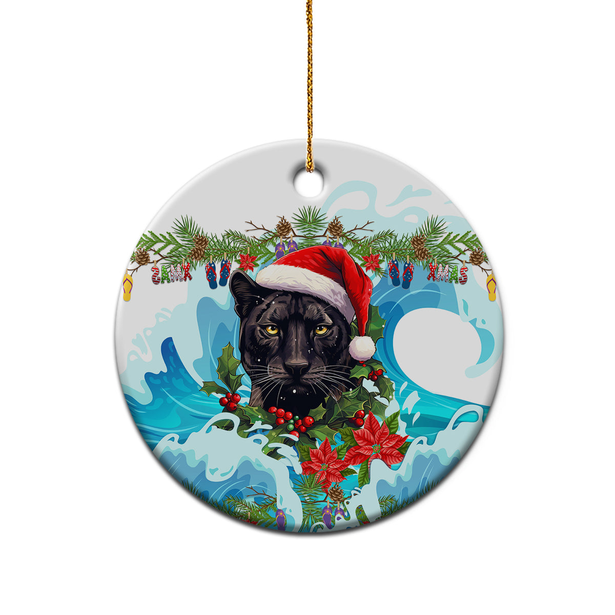 personalised-australia-panthers-christmas-ceramic-ornament-merry-and-bright-breaking-wave