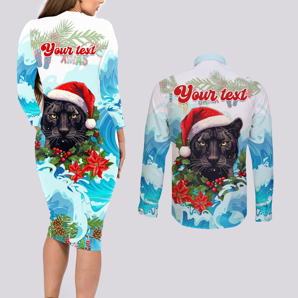 personalised-australia-panthers-christmas-couples-matching-long-sleeve-bodycon-dress-and-long-sleeve-button-shirt-merry-and-bright-breaking-wave