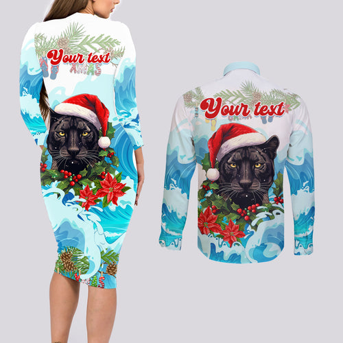 personalised-australia-panthers-christmas-couples-matching-long-sleeve-bodycon-dress-and-long-sleeve-button-shirt-merry-and-bright-breaking-wave