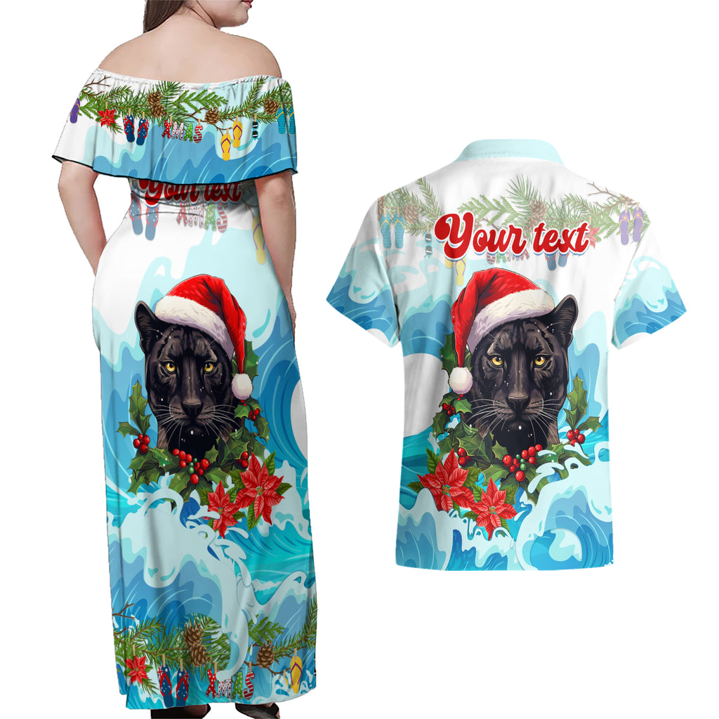 personalised-australia-panthers-christmas-couples-matching-off-shoulder-maxi-dress-and-hawaiian-shirt-merry-and-bright-breaking-wave
