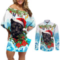 personalised-australia-panthers-christmas-couples-matching-off-shoulder-short-dress-and-long-sleeve-button-shirt-merry-and-bright-breaking-wave