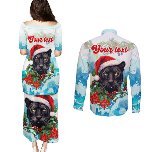 personalised-australia-panthers-christmas-couples-matching-puletasi-dress-and-long-sleeve-button-shirt-merry-and-bright-breaking-wave