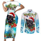 personalised-australia-panthers-christmas-couples-matching-short-sleeve-bodycon-dress-and-long-sleeve-button-shirt-merry-and-bright-breaking-wave