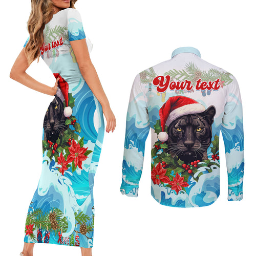 personalised-australia-panthers-christmas-couples-matching-short-sleeve-bodycon-dress-and-long-sleeve-button-shirt-merry-and-bright-breaking-wave