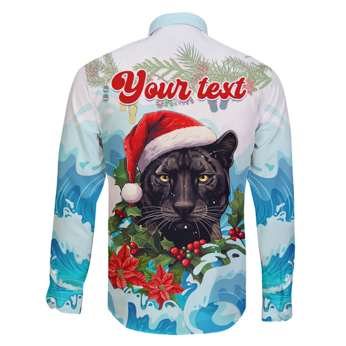 personalised-australia-panthers-christmas-family-matching-long-sleeve-bodycon-dress-and-hawaiian-shirt-merry-and-bright-breaking-wave