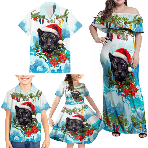 personalised-australia-panthers-christmas-family-matching-off-shoulder-maxi-dress-and-hawaiian-shirt-merry-and-bright-breaking-wave