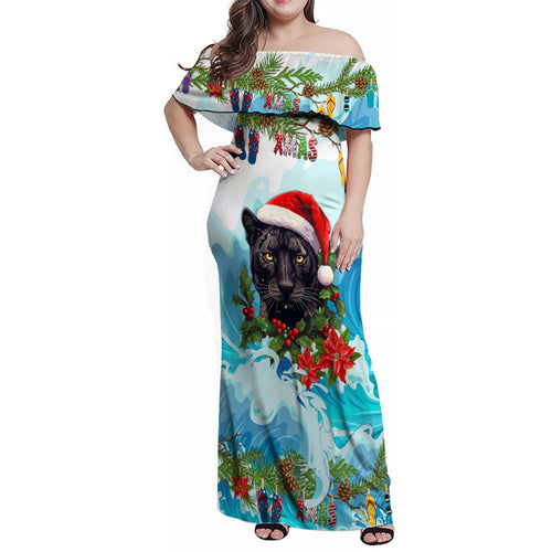 personalised-australia-panthers-christmas-family-matching-off-shoulder-maxi-dress-and-hawaiian-shirt-merry-and-bright-breaking-wave
