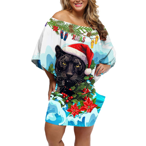 personalised-australia-panthers-christmas-family-matching-off-shoulder-short-dress-and-hawaiian-shirt-merry-and-bright-breaking-wave