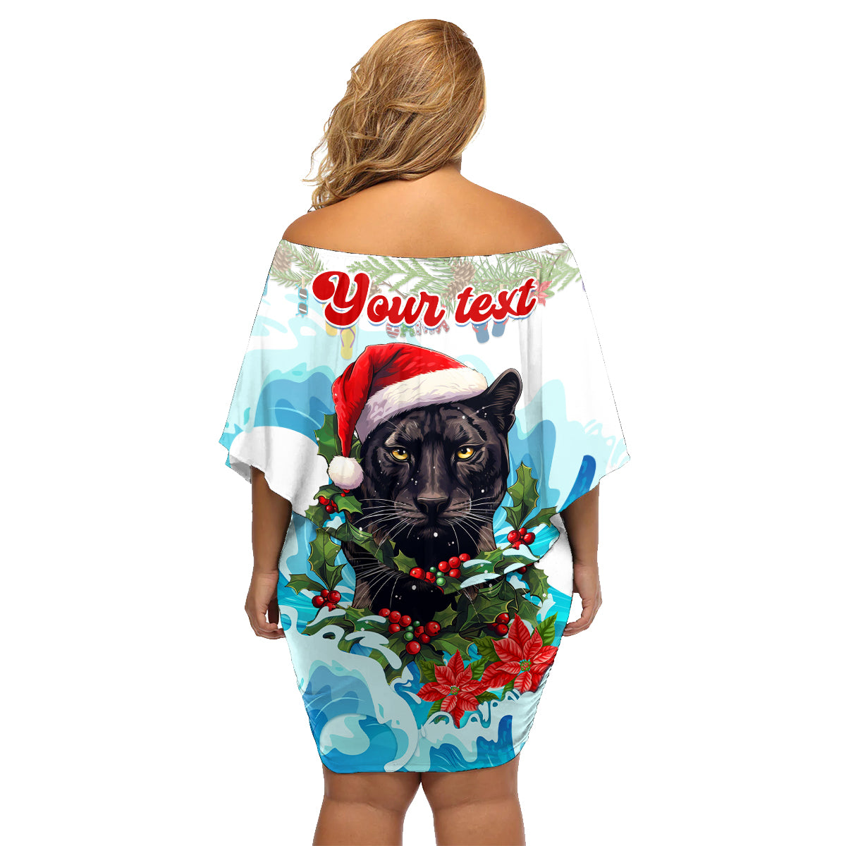 personalised-australia-panthers-christmas-family-matching-off-shoulder-short-dress-and-hawaiian-shirt-merry-and-bright-breaking-wave