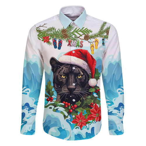 personalised-australia-panthers-christmas-family-matching-puletasi-dress-and-hawaiian-shirt-merry-and-bright-breaking-wave