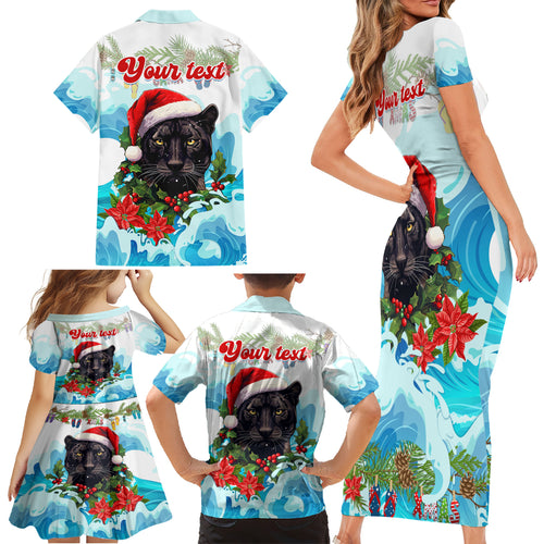 personalised-australia-panthers-christmas-family-matching-short-sleeve-bodycon-dress-and-hawaiian-shirt-merry-and-bright-breaking-wave