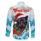 personalised-australia-panthers-christmas-family-matching-short-sleeve-bodycon-dress-and-hawaiian-shirt-merry-and-bright-breaking-wave
