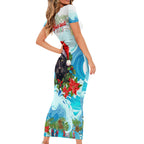personalised-australia-panthers-christmas-family-matching-short-sleeve-bodycon-dress-and-hawaiian-shirt-merry-and-bright-breaking-wave