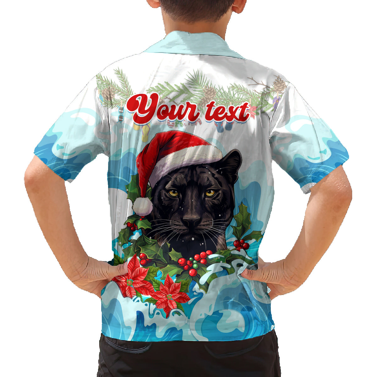 personalised-australia-panthers-christmas-family-matching-summer-maxi-dress-and-hawaiian-shirt-merry-and-bright-breaking-wave