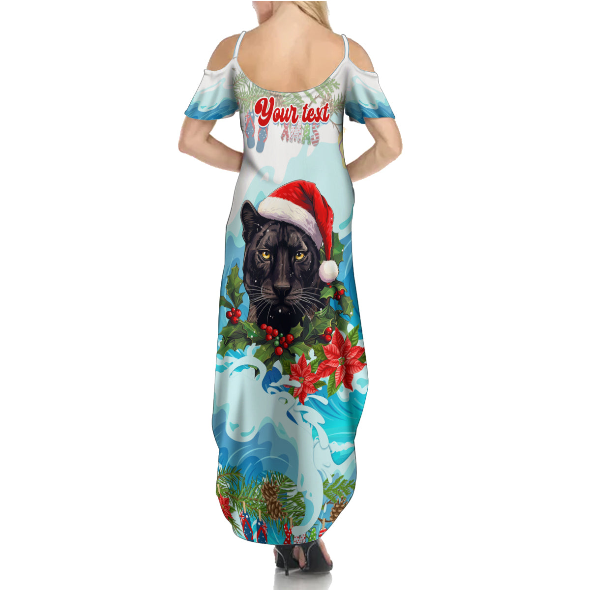 personalised-australia-panthers-christmas-family-matching-summer-maxi-dress-and-hawaiian-shirt-merry-and-bright-breaking-wave