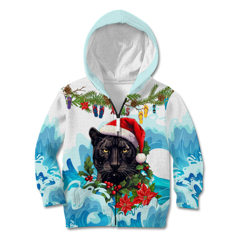 personalised-australia-panthers-christmas-kid-hoodie-merry-and-bright-breaking-wave