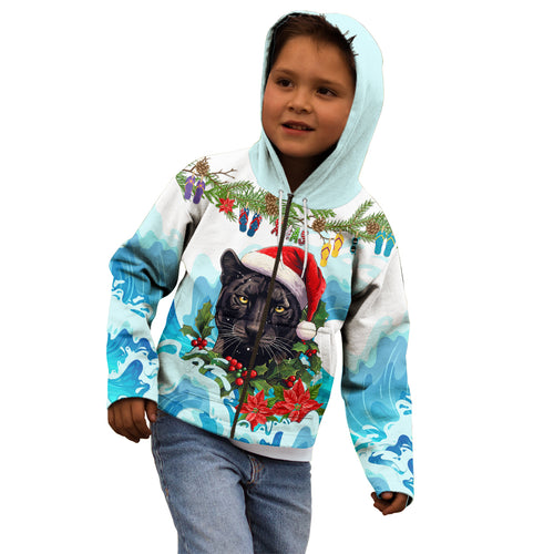 personalised-australia-panthers-christmas-kid-hoodie-merry-and-bright-breaking-wave