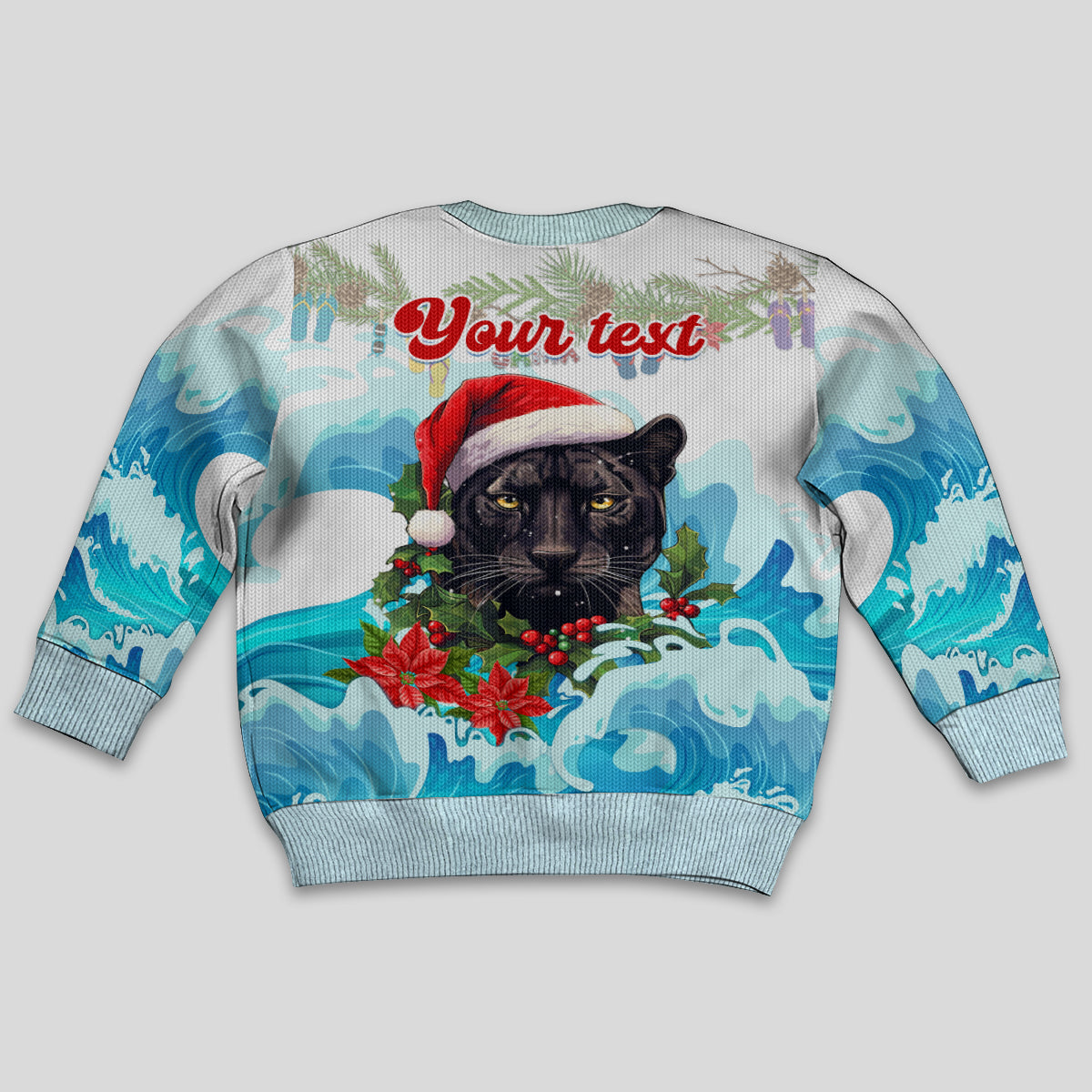 personalised-australia-panthers-christmas-kid-ugly-christmas-sweater-merry-and-bright-breaking-wave