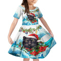 personalised-australia-panthers-christmas-kid-short-sleeve-dress-merry-and-bright-breaking-wave