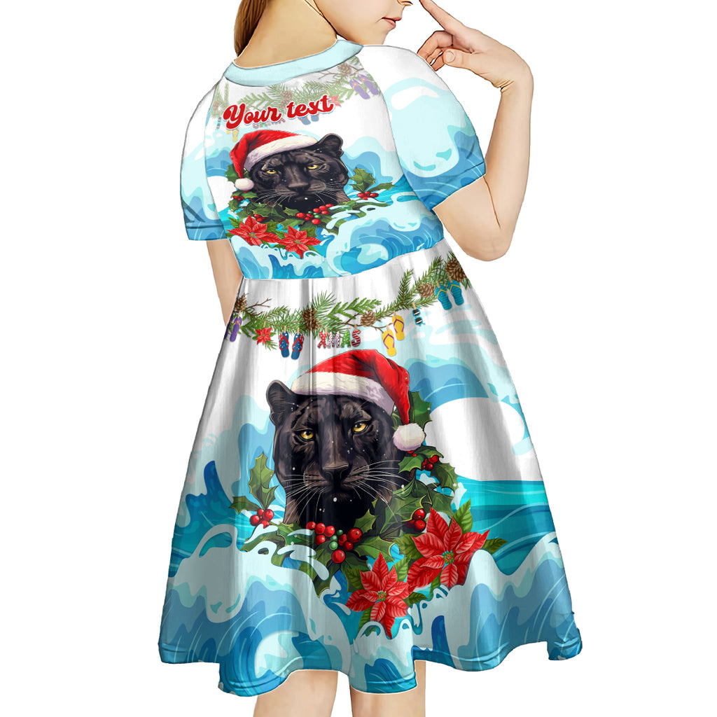 personalised-australia-panthers-christmas-kid-short-sleeve-dress-merry-and-bright-breaking-wave