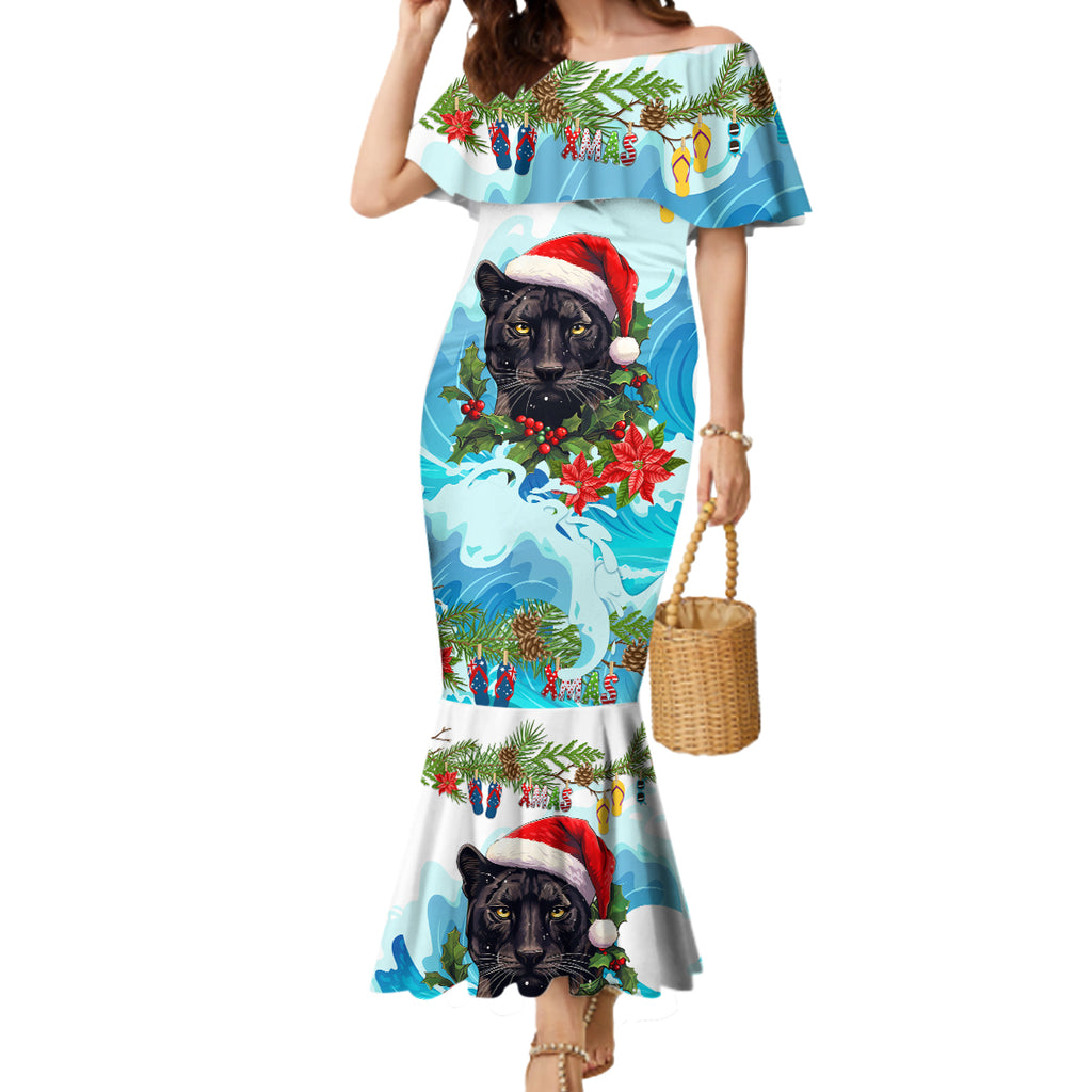 personalised-australia-panthers-christmas-mermaid-dress-merry-and-bright-breaking-wave