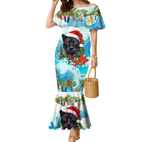 personalised-australia-panthers-christmas-mermaid-dress-merry-and-bright-breaking-wave