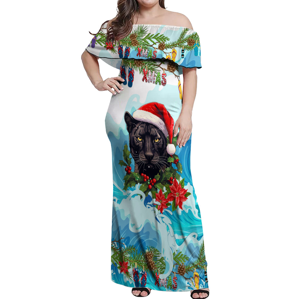 personalised-australia-panthers-christmas-off-shoulder-maxi-dress-merry-and-bright-breaking-wave