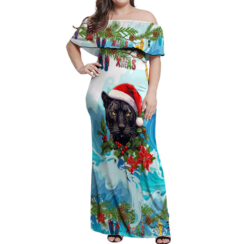 personalised-australia-panthers-christmas-off-shoulder-maxi-dress-merry-and-bright-breaking-wave