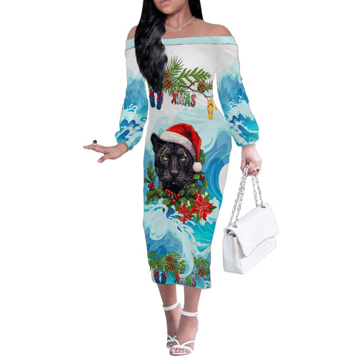 personalised-australia-panthers-christmas-off-the-shoulder-long-sleeve-dress-merry-and-bright-breaking-wave