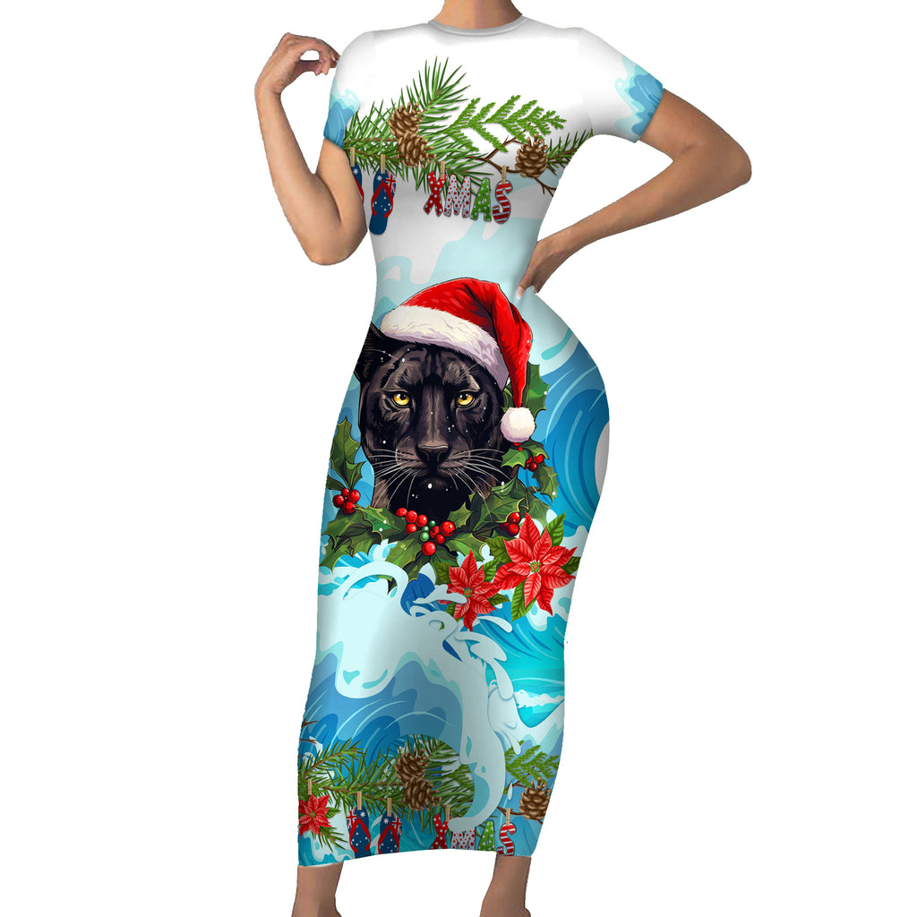 personalised-australia-panthers-christmas-short-sleeve-bodycon-dress-merry-and-bright-breaking-wave