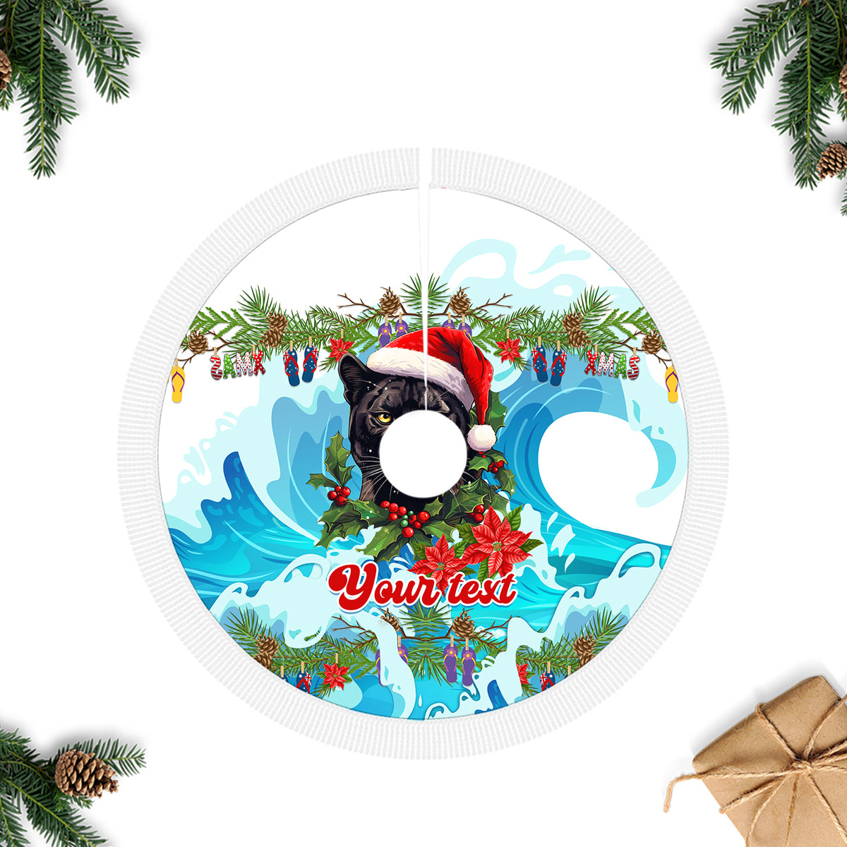 personalised-australia-panthers-christmas-tree-skirt-merry-and-bright-breaking-wave