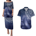 New Zealand Galaxy Fern Couples Matching Puletasi and Hawaiian Shirt