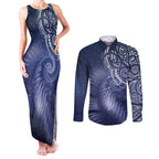 New Zealand Galaxy Fern Couples Matching Tank Maxi Dress and Long Sleeve Button Shirt