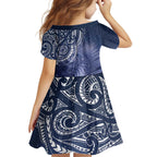 New Zealand Galaxy Fern Family Matching Off The Shoulder Long Sleeve Dress and Hawaiian Shirt