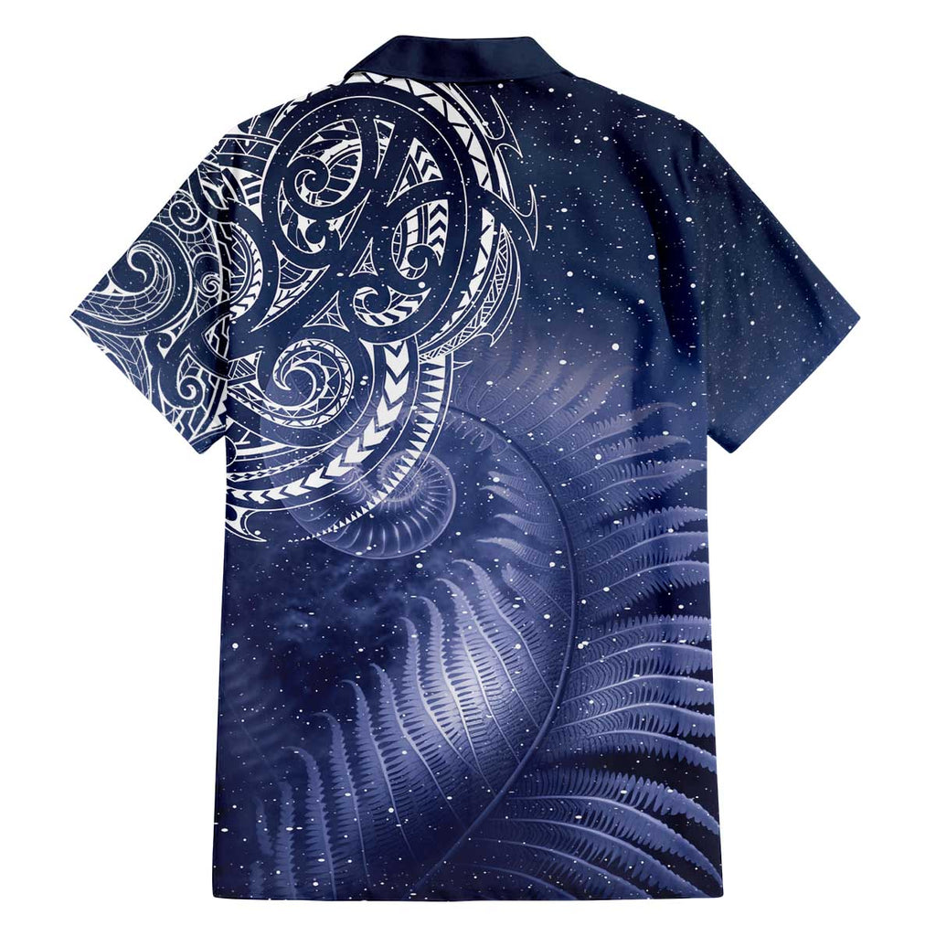 New Zealand Galaxy Fern Family Matching Off The Shoulder Long Sleeve Dress and Hawaiian Shirt