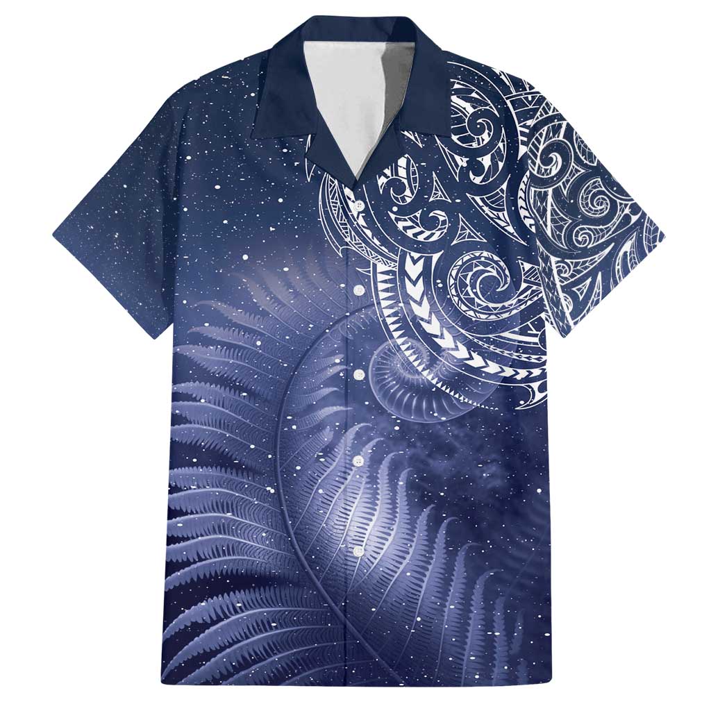 New Zealand Galaxy Fern Family Matching Off Shoulder Maxi Dress and Hawaiian Shirt