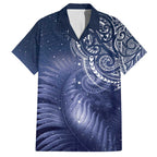 New Zealand Galaxy Fern Family Matching Off Shoulder Maxi Dress and Hawaiian Shirt