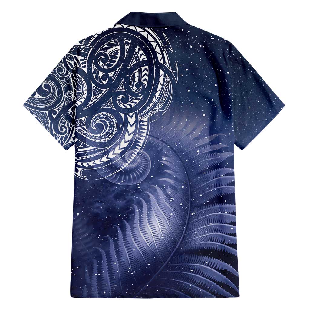 New Zealand Galaxy Fern Family Matching Off Shoulder Maxi Dress and Hawaiian Shirt