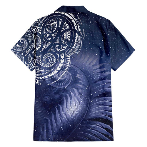 New Zealand Galaxy Fern Family Matching Off Shoulder Short Dress and Hawaiian Shirt