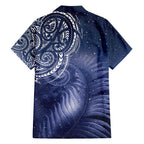 New Zealand Galaxy Fern Family Matching Short Sleeve Bodycon Dress and Hawaiian Shirt