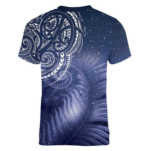 New Zealand Galaxy Fern Women V-Neck T-Shirt