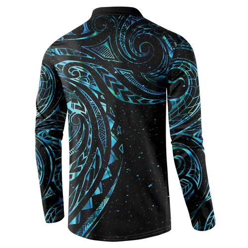 New Zealand Tribal Tattoo Button Sweatshirt With Matariki Art