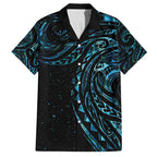 New Zealand Tribal Tattoo Family Matching Off Shoulder Short Dress and Hawaiian Shirt With Matariki Art