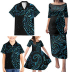 New Zealand Tribal Tattoo Family Matching Puletasi and Hawaiian Shirt With Matariki Art