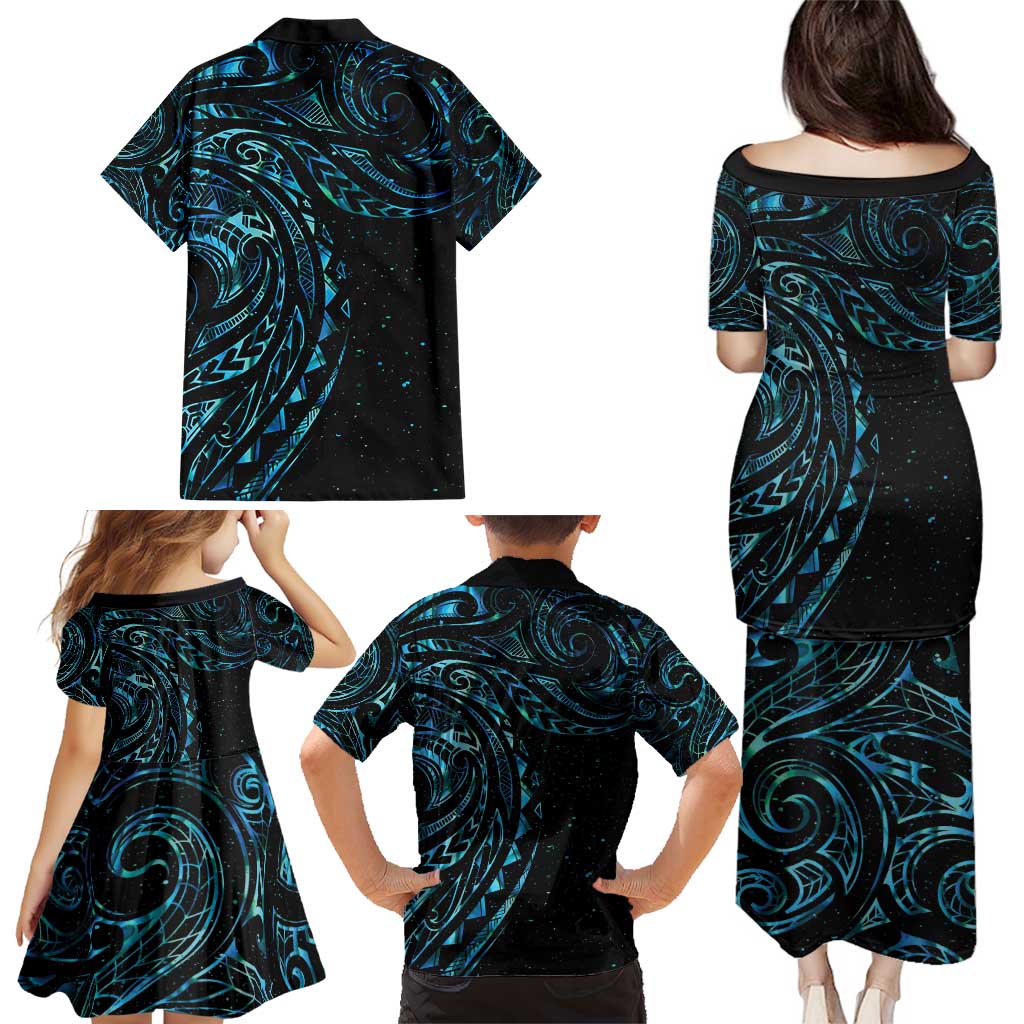 New Zealand Tribal Tattoo Family Matching Puletasi and Hawaiian Shirt With Matariki Art